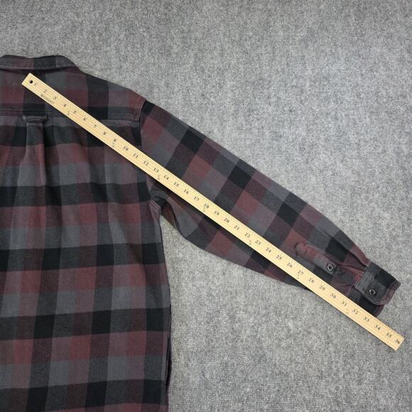 Orvis Shirt Mens Medium Red Gray Plaid Flannel Double Pocket Button Up Shacket - Picture 8 of 16